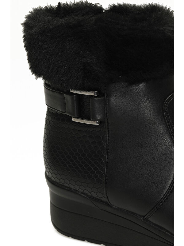 166605.Z4PR Siyah Kadın Dolgu Topuk Bot - Görsel 8