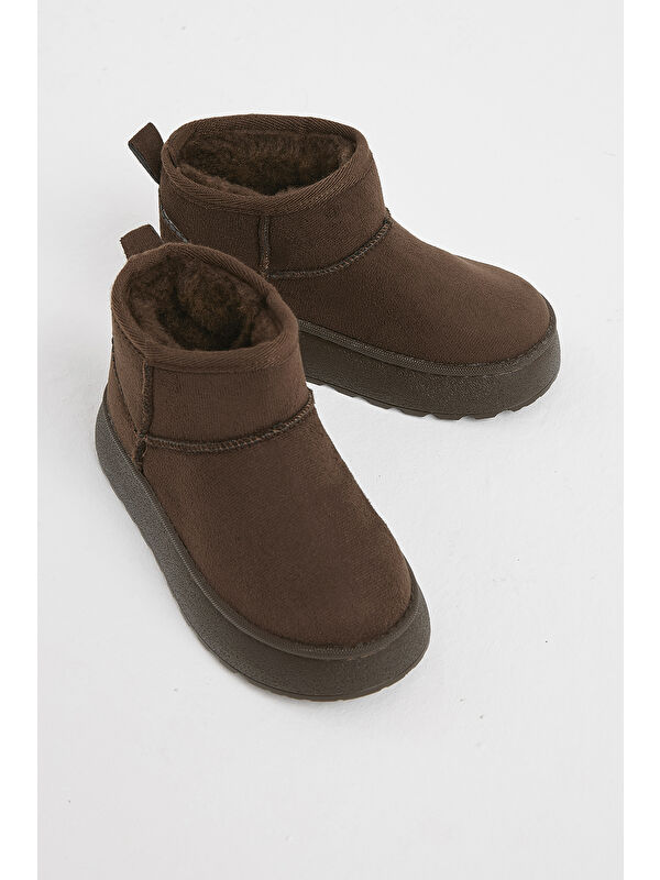 Tonny Black Gri Tonny Black Kalin Poli Çocuk Unisex Taban İçi Kürklü Süet Görünümlü Günlük Bot