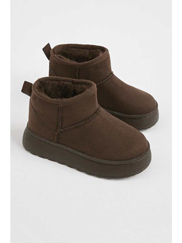 Tonny Black Gri Tonny Black Kalin Poli Çocuk Unisex Taban İçi Kürklü Süet Görünümlü Günlük Bot