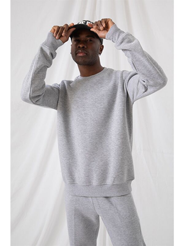 gothamVibes Erkek Vibe Oversize Gri Sweatshirt