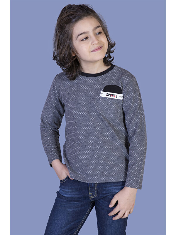 Toontoykids Erkek Çocuk Cep Üstü Şerit Detaylı Tişört