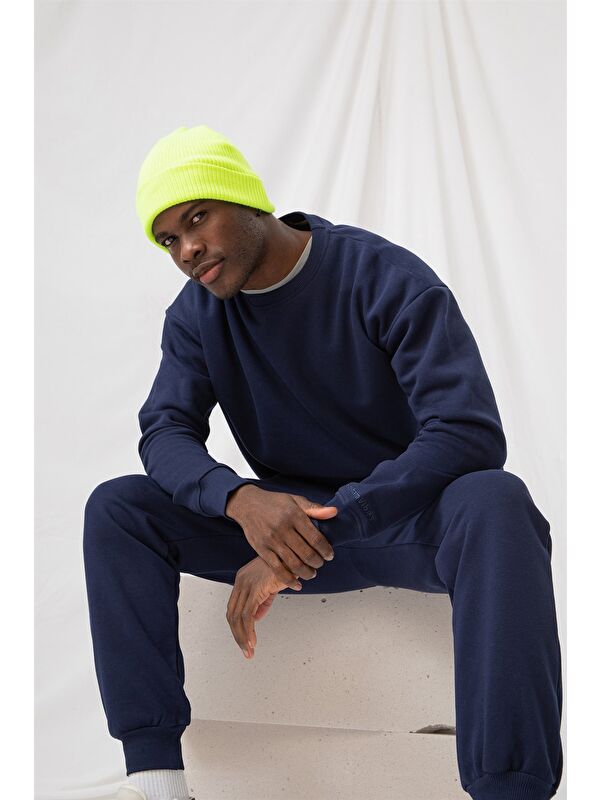 gothamVibes Erkek Vibe Oversize Lacivert Sweatshirt