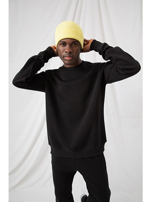 gothamVibes Erkek Vibe Oversize Siyah Sweatshirt