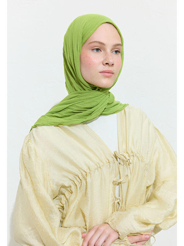 Fresh Scarfs Matcha Latte Pamuklu Keten Şal