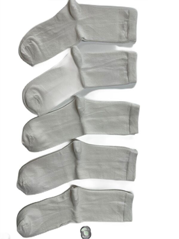 Ozzy Socks 5 Çift Beyaz Renkli Pamuklu Çocuk Uzun Soket Çorap
