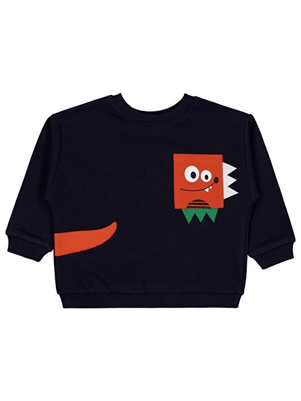 Civil Boys Cebi Surat Nakışlı 2-5 Yaş Sweatshirt - Lacivert 5-6 Yaş