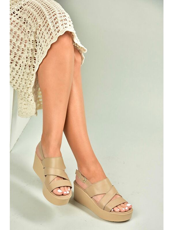 Bej Kadın Dolgu Topuklu Ayakkabı U5557502 - Görsel 4