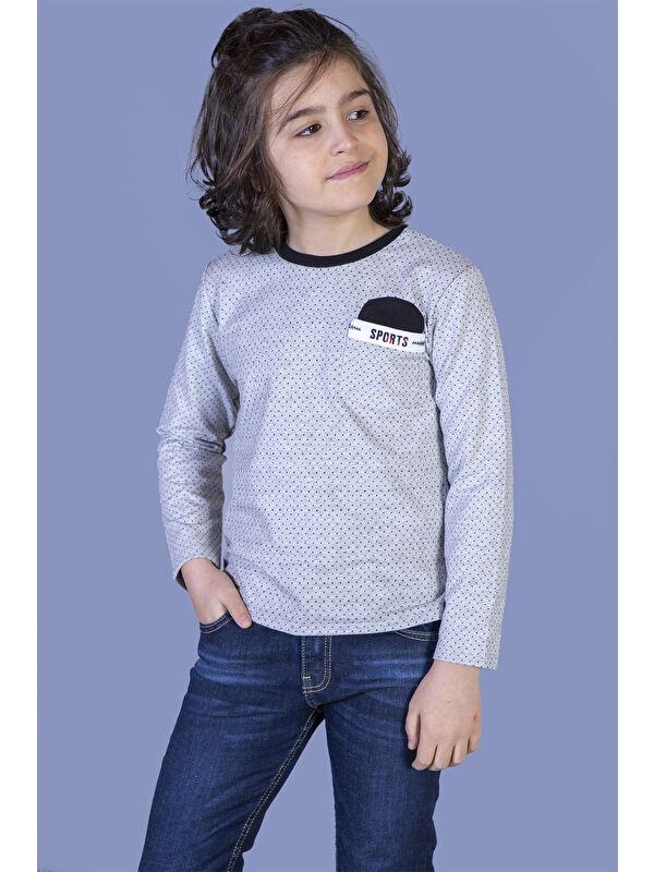 Toontoykids Erkek Çocuk Cep Üstü Şerit Detaylı Tişört