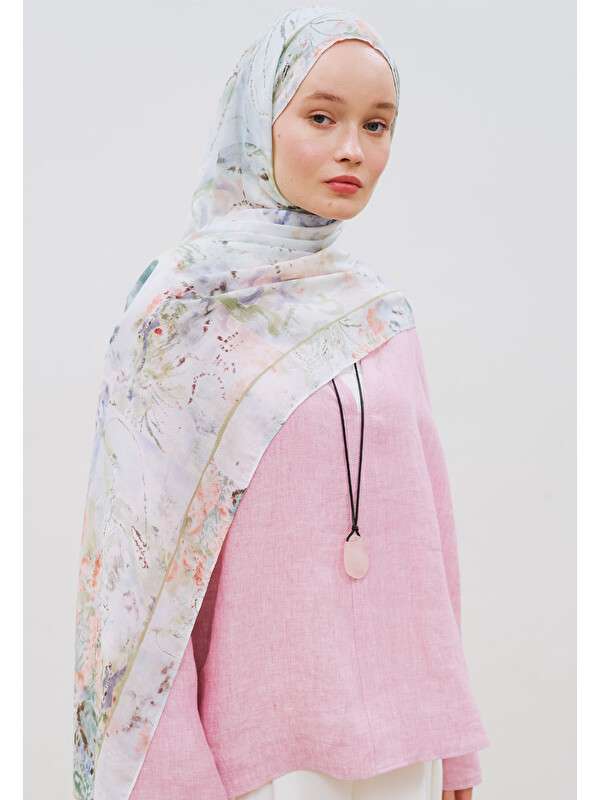 Fresh Scarfs Floral Symphony Desen Rami Viskon Şal Mavi