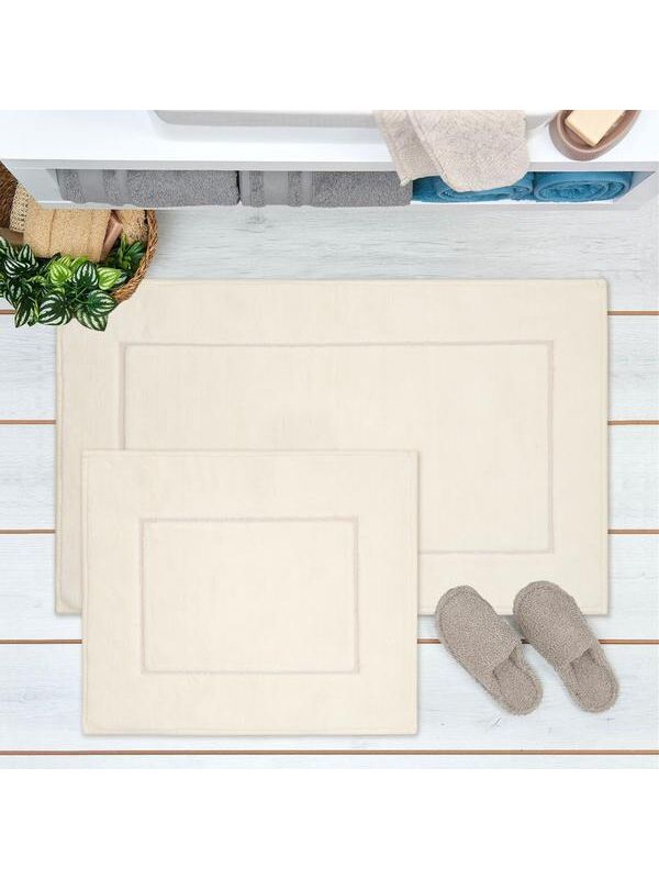 Evidea Soft Pete 2'li Banyo Paspası - Beyaz - 60x100 cm + 50x60 cm