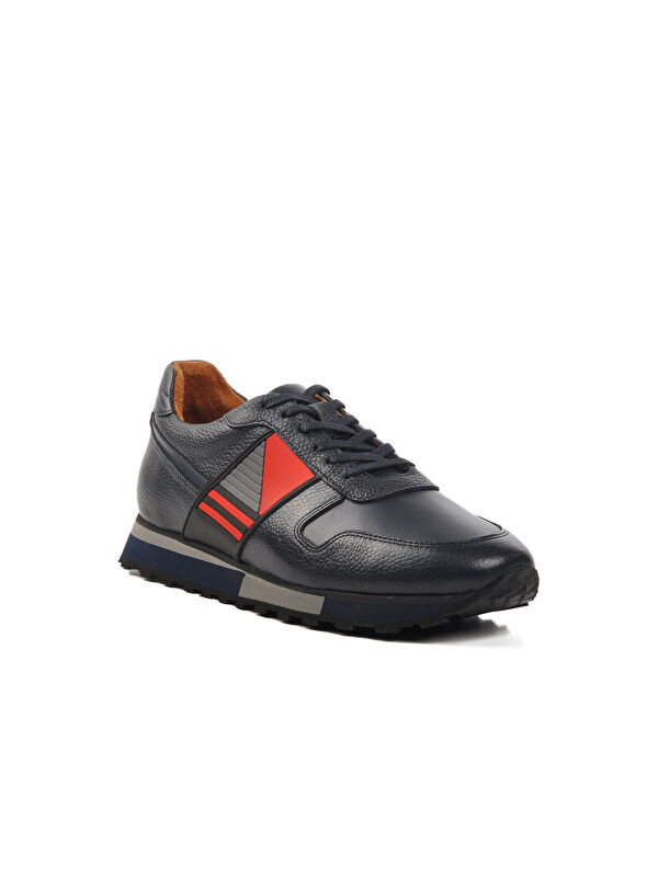 Lacivert Kırmızı Hakiki Deri Erkek Casual Ayakkabı Premium 130 M - Görsel 4