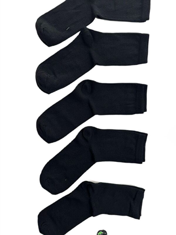 Ozzy Socks 5 Çift Siyah Renkli Pamuklu Çocuk Uzun Soket Çorap