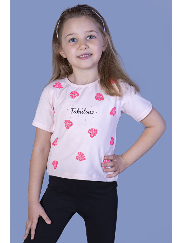 Toontoykids Kız Çocuk Yaprak Desenli Fabulous Baskılı Tişört