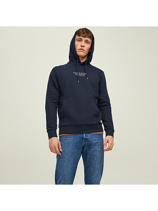 Jack & Jones Bluarchie Erkek Lacivert Kapüşonlu Sweatshirt