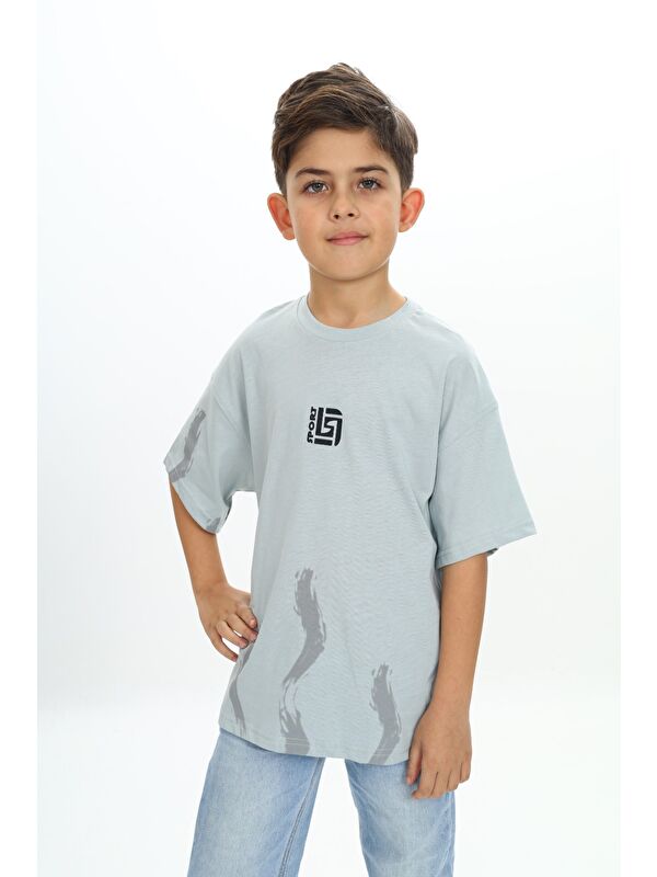 Toontoykids Erkek Çocuk Sport Yazılı Fırça Baskılı Tişört