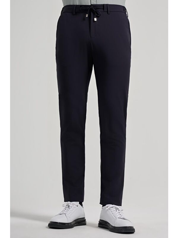 İMZA Koyu Lacivert Esnek Yandan Cepli Casual Slim Fit Jogger Pantolon 1003250118