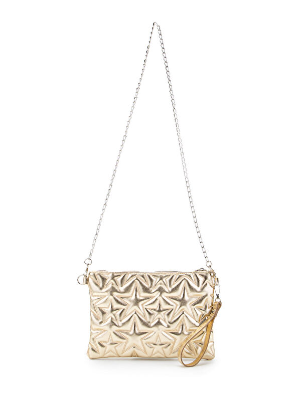 Minebag Yıldız Dikişli Clutch Star Kadın Çanta Gold Rugan