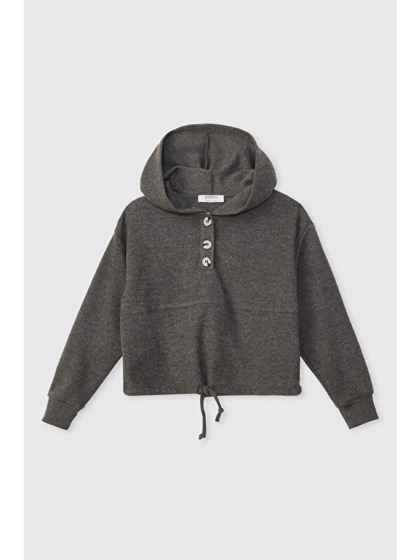 Panço Kız Çocuk Antrasit-Melanj Sweatshirt