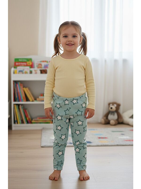 Fullamoda Yazı Desenli Beli Lastikli Kız Çocuk Polar Pijama Altı