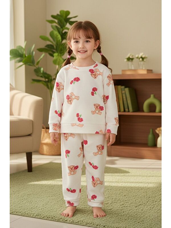 Fullamoda Ev Desenli Polar Unisex Çocuk Pijama Takımı