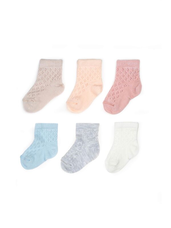 BabyCosy Organic  Bebek 6'lı Ajur Detaylı Çorap %100 Organik Pamuk, Bebek - Yenidoğan - CSYC1006
