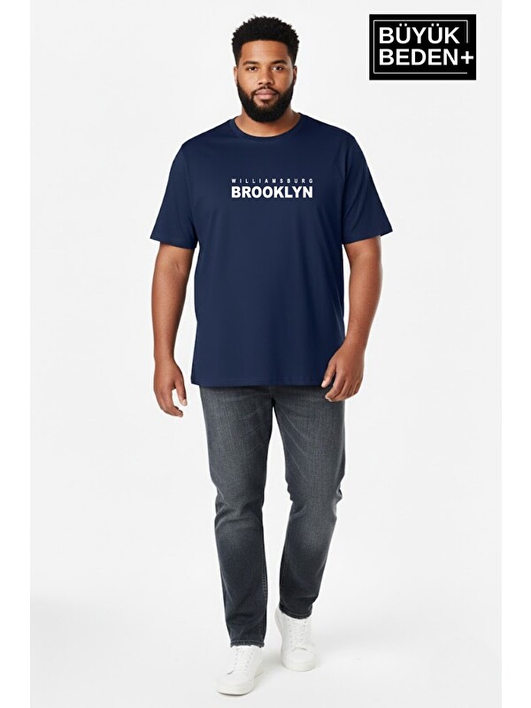 Süperlife Erkek Büyük Beden Willamsburg Brooklyn Baskılı 3xl-6xl Bisiklet Yaka Tshırt SPR26BTS510-16