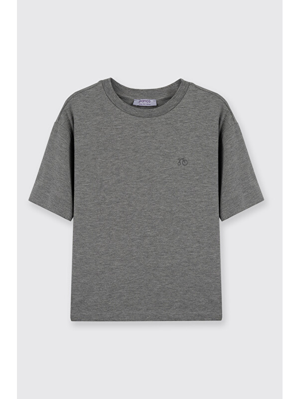 Panço Unisex Çocuk Gri Kısa Kollu Tişört