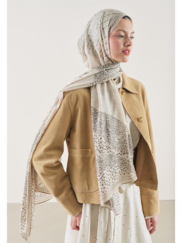 Fresh Scarfs Dot Elegance Desen Rami Şal Bej