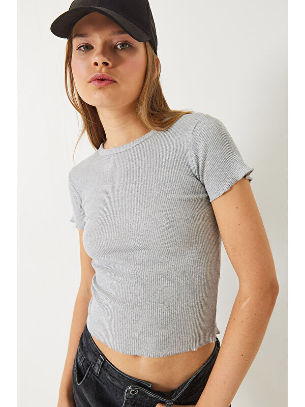 SHADE Kadın Fitilli Kaşkorse Basic T-Shirt