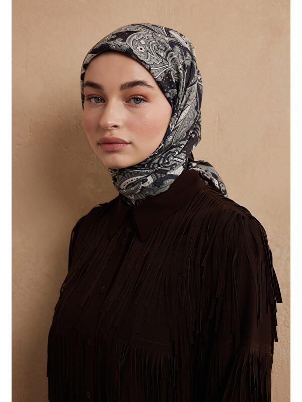Fresh Scarfs Siara Desen Pamuk İpek Eşarp Kestane