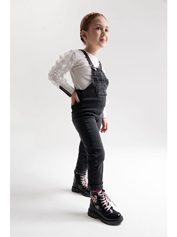 Kız Çocuk Siyah Rugan Rugan Deri Suya Dayanıklı Günlük Bot - Görsel 2