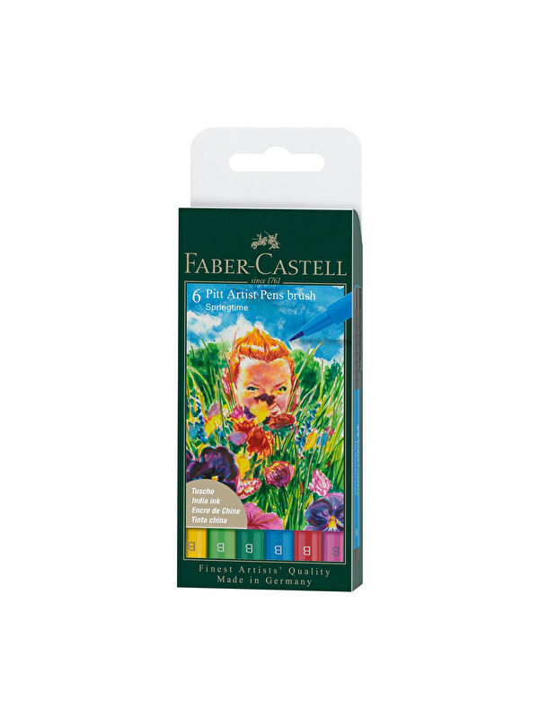 Faber-Castell Pitt Artist Pen Fırça Uçlu 6'lı Bahar,Solmaya Dayanıklı,Dağılma Yapmaz,Yüksek Pigmentli