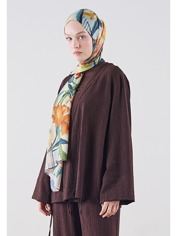 Fresh Scarfs Summer Reverie Desen Rami Viskon Şal Lacivert