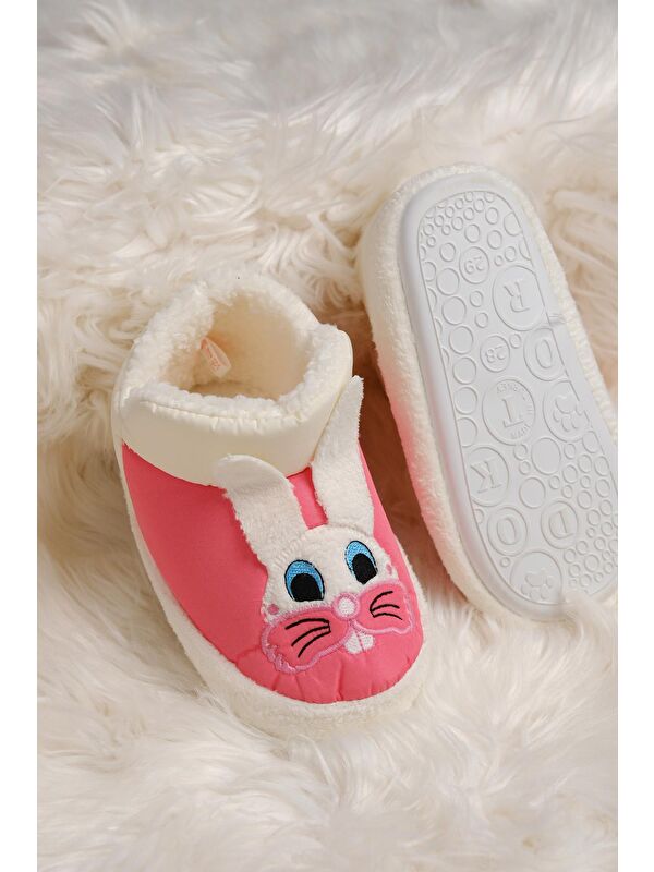 Tavşan Desenli Kaydırmaz Taban Termal Isı Kreş Ev Okul Ayakkabısı Bebek Çocuk Panduf Ev Botu - Görsel 3