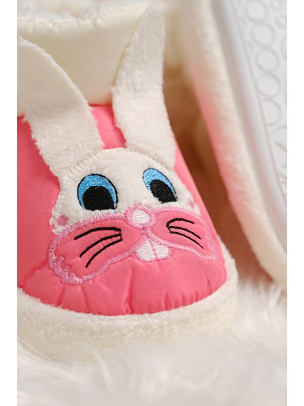 Tavşan Desenli Kaydırmaz Taban Termal Isı Kreş Ev Okul Ayakkabısı Bebek Çocuk Panduf Ev Botu - Görsel 4