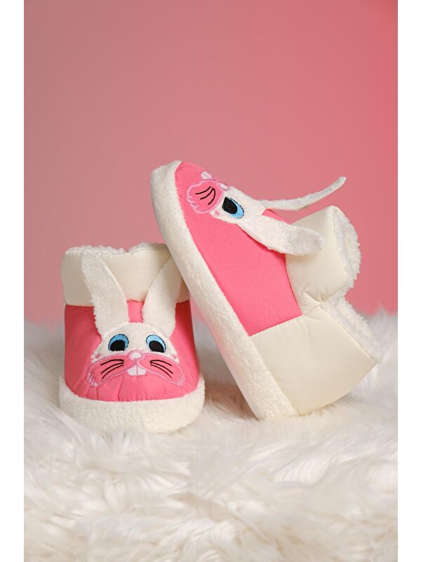 Tavşan Desenli Kaydırmaz Taban Termal Isı Kreş Ev Okul Ayakkabısı Bebek Çocuk Panduf Ev Botu - Görsel 6