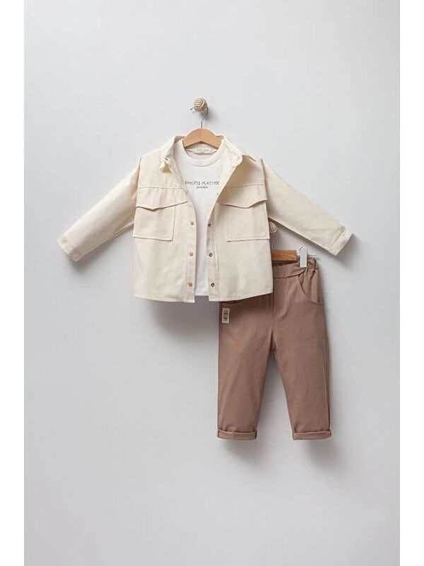 Jikko Baby Erkek Bebek Gabardin Ceketli 3'lü Takım 9041 MS