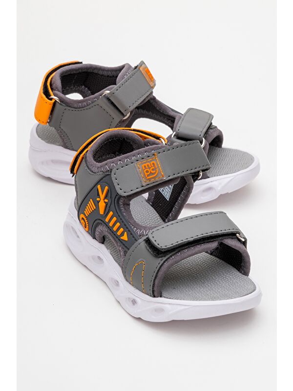 Erkek Çocuk Antrasit Işıklı Anatomik Hafif Günlük Sandalet - Görsel 2