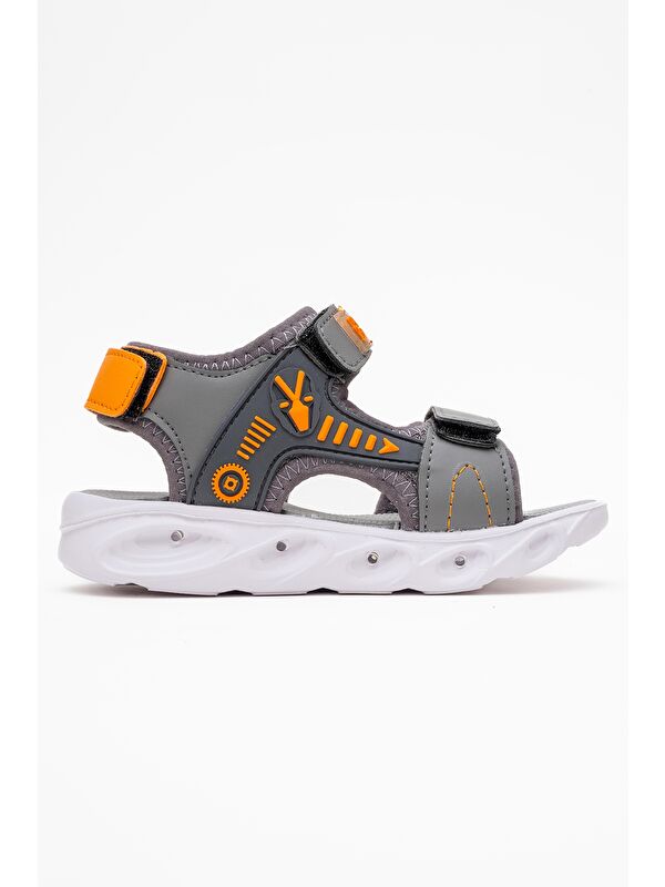 Erkek Çocuk Antrasit Işıklı Anatomik Hafif Günlük Sandalet - Görsel 5