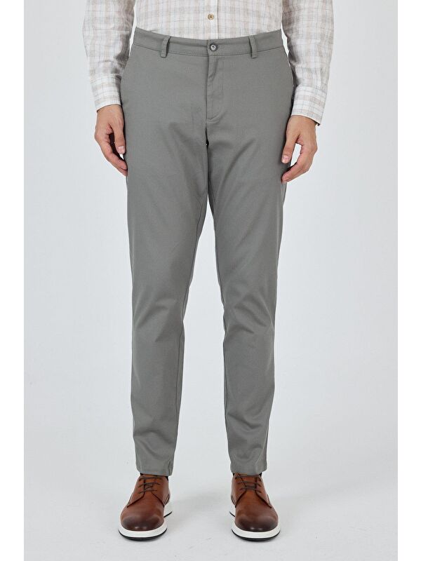 İMZA Füme Gabardin Yan Cep Düz Paça Comfort Fit Pamuklu Casual Chino Pantolon 1003250121