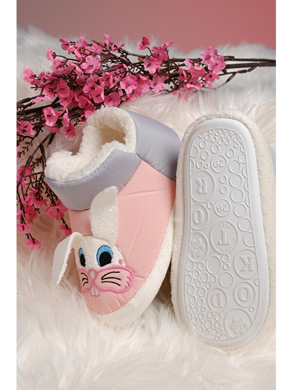 Tavşan Desenli Kaydırmaz Taban Termal Isı Kreş Ev Okul Ayakkabısı Bebek Çocuk Panduf Ev Botu - Görsel 3
