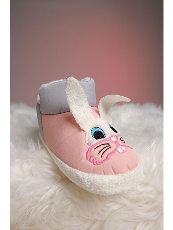 Tavşan Desenli Kaydırmaz Taban Termal Isı Kreş Ev Okul Ayakkabısı Bebek Çocuk Panduf Ev Botu - Görsel 6