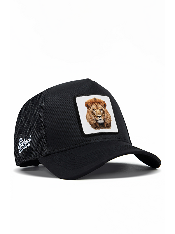 BlackBörk Aslan Logolu Siyah Trucker Şapka