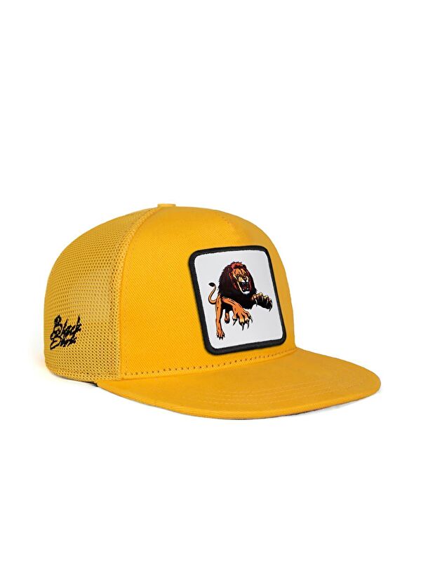 BlackBörk Hip Hop Kids Aslan Logolu Sarı Çocuk Trucker Şapka
