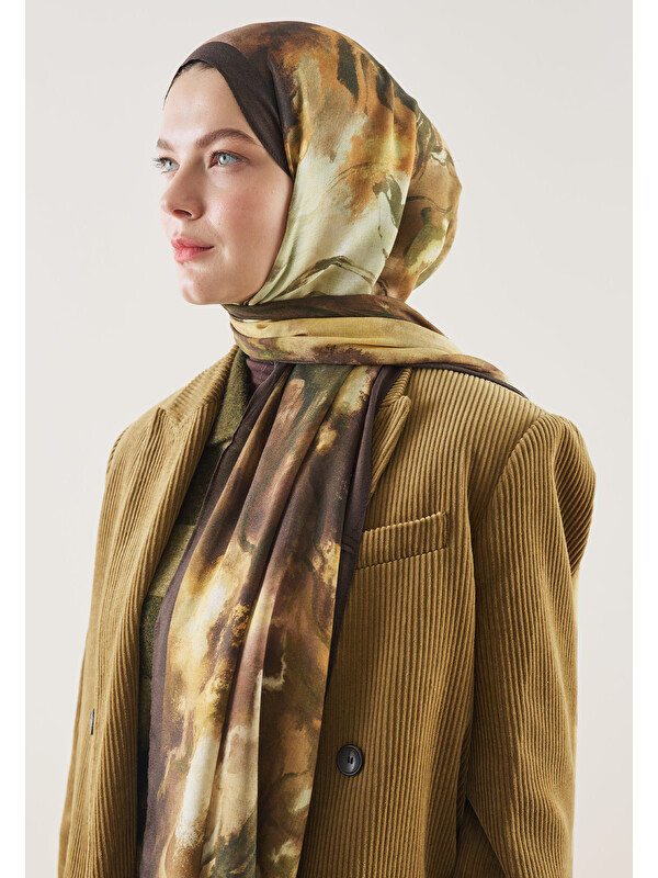 Fresh Scarfs Pure Abstract Desen Rami Şal Kahve
