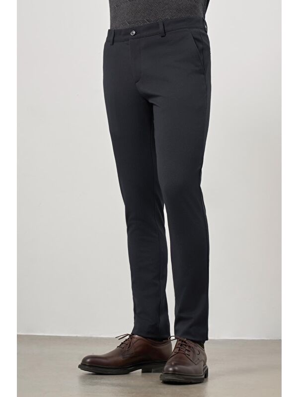 İMZA Lacivert Esnek Yandan Cepli Casual Slim Fit Chino Pantolon 1003245105