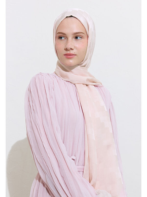 Fresh Scarfs Nori İpek Jakar Şal Soft Pembe
