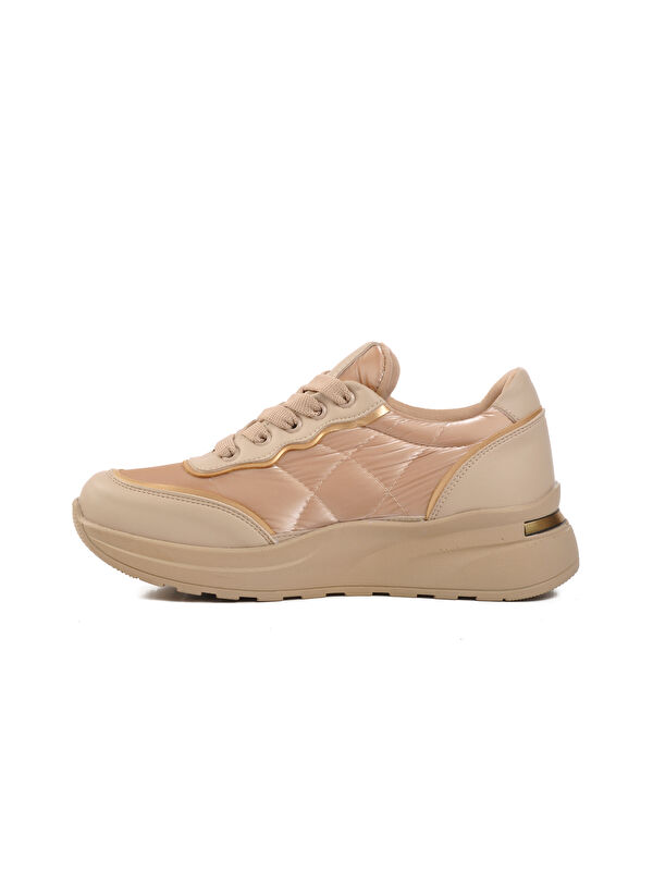 Bej Bağcıklı Kadın Sneaker 7684 - Görsel 3