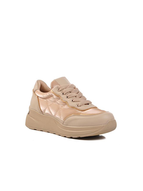 Bej Bağcıklı Kadın Sneaker 7684 - Görsel 4