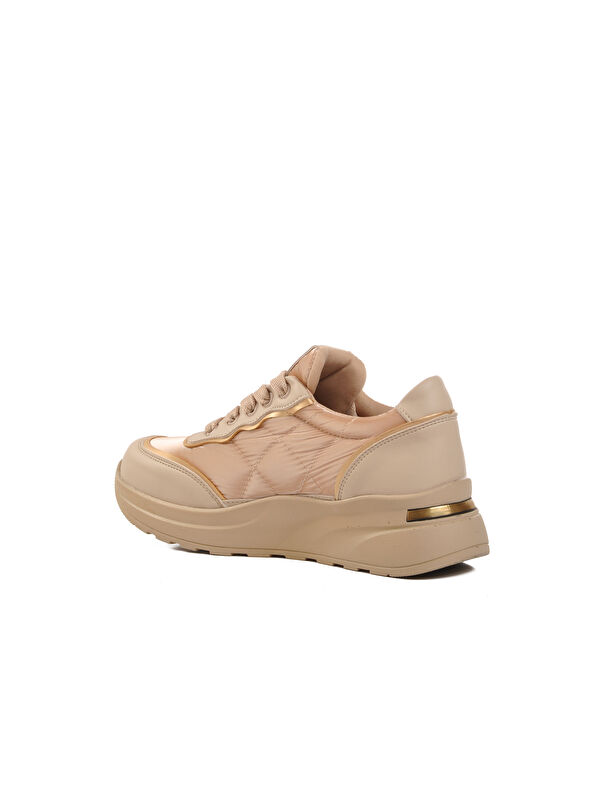 Bej Bağcıklı Kadın Sneaker 7684 - Görsel 5